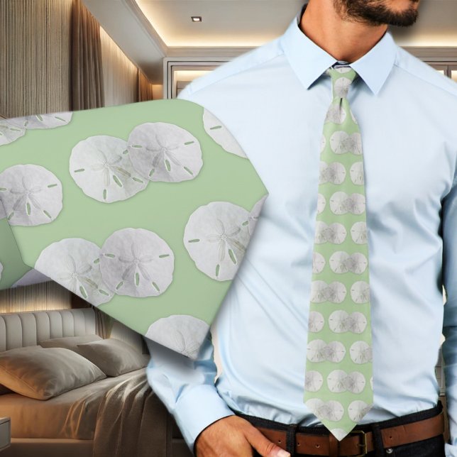 Zwei Sanddollars Sage Grün Bräutigam Krawatte (Von Creator hochgeladen)