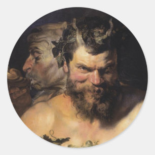 Zwei Satyrs Runder Aufkleber