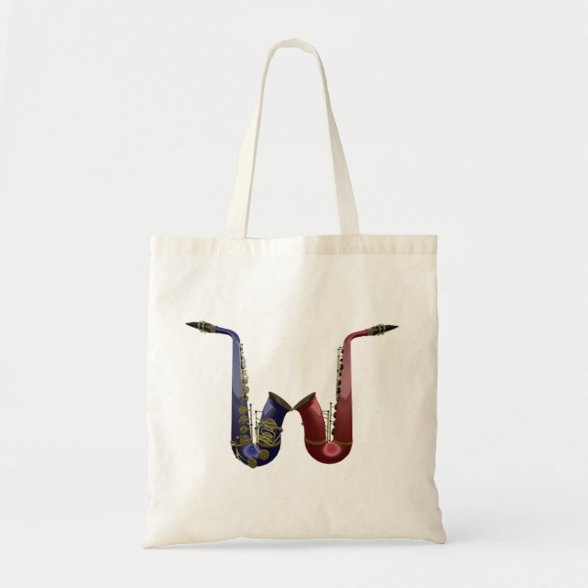 Zwei Saxophones-Leinwand-Tasche Tragetasche (Vorne)