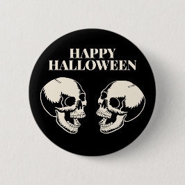 Zwei Schädel lachen Frohes Halloween Button