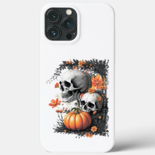 Zwei Schädel und ein Kürbis unter den Blume. Case-Mate iPhone Hülle