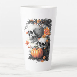 Zwei Schädel und ein Kürbis unter den Blume. Milchtasse