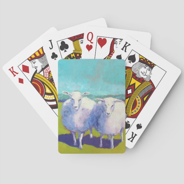 Zwei Schafe auf dem Gebiet Spielkarten (Rückseite)