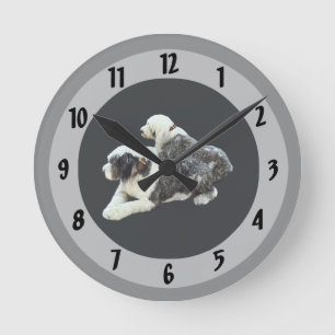 Zwei Schäferhunde Runde Wanduhr