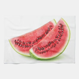 Zwei Scheiben Wassermelone Geschirrtuch