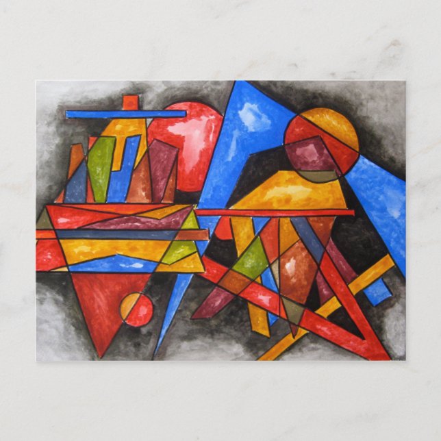 Zwei schiff-moderne Bauhaus Geometrische Kunst Postkarte (Vorderseite)