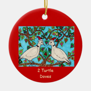 Zwei Schildkröte-Tauben Keramik Ornament