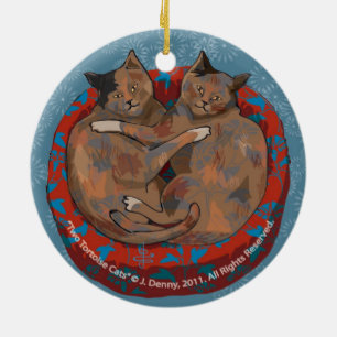 Zwei Schildpattkatzen... doppelseitig Keramikornament