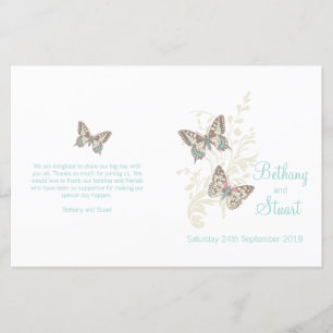 Zwei Schmetterlinge aquamarines Hochzeitsprogramm