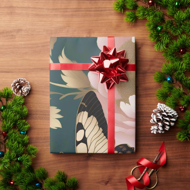 Zwei Schmetterlinge mit komplizierten Flügelmuster Geschenkpapier (Feiertagsgeschenk)