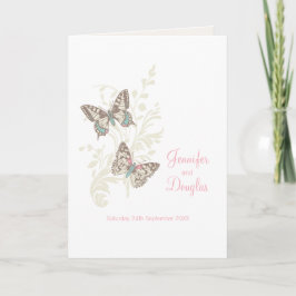 Zwei Schmetterlinge rosa, weiße Hochzeitsprogramme Programm