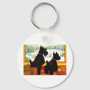 Zwei schmucke Hunde zu Weihnachten Schlüsselanhänger