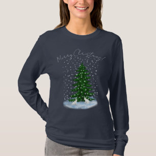 Zwei Schneeköne und ein Weihnachtsbaum T-Shirt