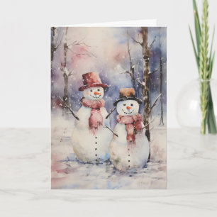 Zwei Schneemänner in Hats und Scarves Weihnachtsgr Karte