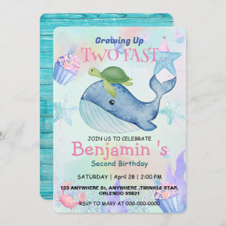 Zwei schnell Niedliche Blaumeerkoralle Whale Gebur Einladung