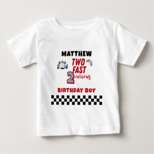 Zwei schnelle 2. Geburtstag Junge Rennwagen  Baby T-shirt