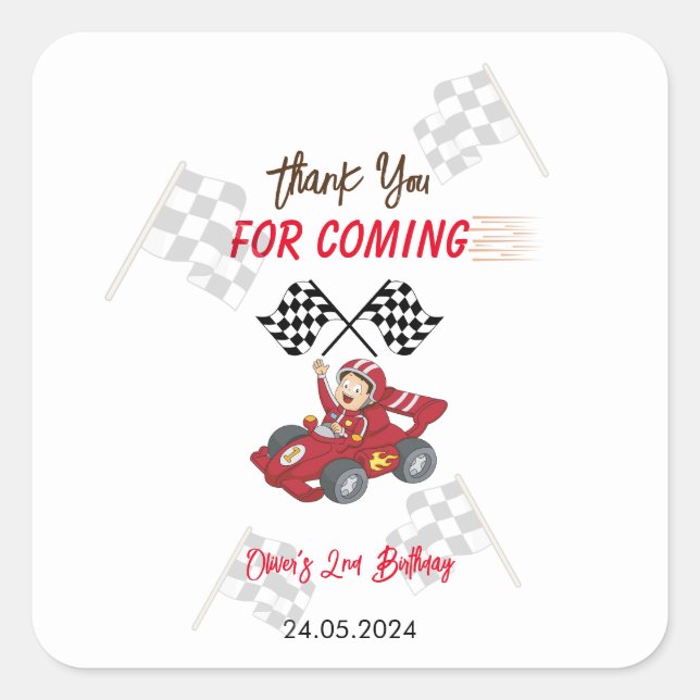 Zwei schnelle 2. Geburtstag wachsen Quadratischer Aufkleber (Vorderseite)