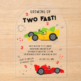 Zwei schnelle 2. Geburtstagskinder Racing Cars Acryleinladungen