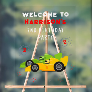 Zwei schnelle 2. Geburtstagskinder Racing Cars Wil Acrylschild