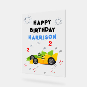 Zwei schnelle 2. Geburtstagskinder Rennwagen Name Acrylschild