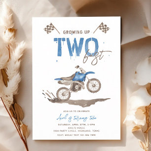 Zwei schnelle blaue Dirt-Bike-Geburtstag Einladung