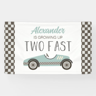 Zwei schnelle blaue Rennwagen 2. Geburtstagsbanner Banner