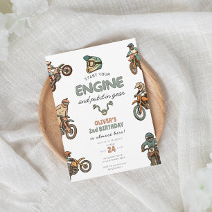 Zwei schnelle, Dirt-Bike-Junge 2. Geburtstag Einladung