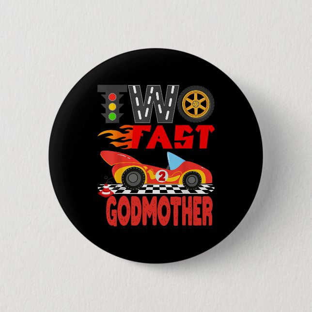 Zwei schnelle Godmutterpit Crew Racing Car Family  Button (Vorderseite)