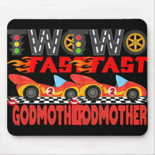 Zwei schnelle Godmutterpit Crew Racing Car Family  Mousepad