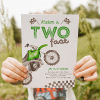 Zwei schnelle grüne Dirt Bike-Einladung
