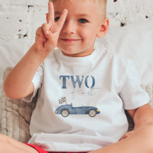 ZWEI Schnelle Marineblaue Rennwagen Geburtstags T- Kleinkind T-shirt