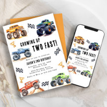 Zwei schnelle Monster Trucks 2. Geburtstag Party