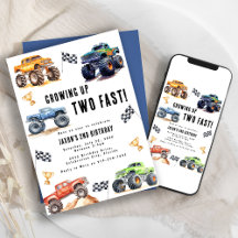 Zwei schnelle Monster Trucks 2. Geburtstag Party