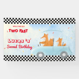 Zwei schnelle Red Fox Race Car 2. HBD-Party Banner