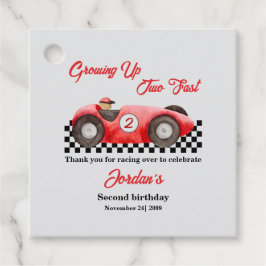 Zwei schnelle Red Race Car 2. Geburtstag Geschenkanhänger