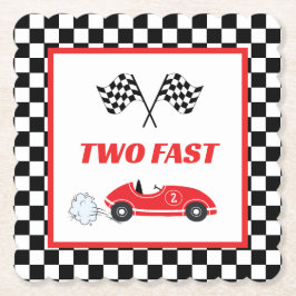 Zwei schnelle Red Retro Rennwagen Thema Junge Gebu Untersetzer