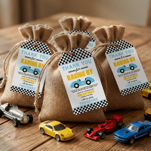 Zwei schnelle Rennwagen 2. Geburtstagsfeier Geschenkanhänger