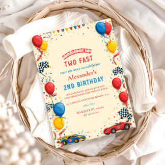 Zwei schnelle Rennwagen am 2. Geburtstag Einladung