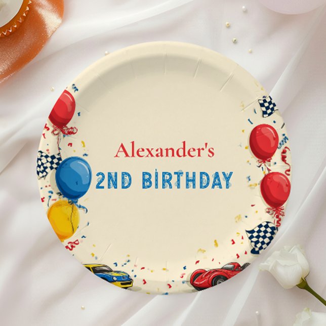 Zwei schnelle Rennwagen am 2. Geburtstag Pappteller (Von Creator hochgeladen)