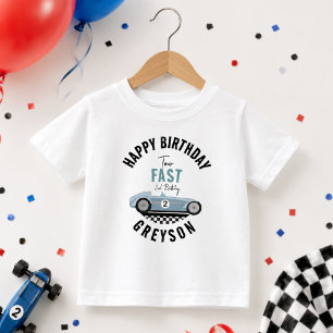 Zwei schnelle Rennwagen-Junge 2. Geburtstagsfeier Baby T-shirt