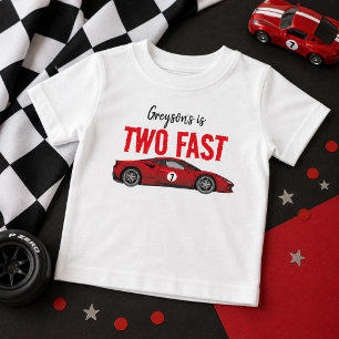 Zwei schnelle Rennwagen-Junge 2. Geburtstagsfeier Baby T-shirt