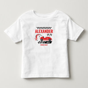 Zwei schnelle rote Vintage-Rennwagen-Themen-Jungen Kleinkind T-shirt