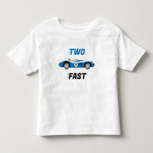Zwei schnelle Vintage-blaue Rennwagen Junge 2. Geb Kleinkind T-shirt