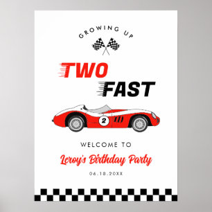 Zwei schnelle Vintage Rennwagen Geburtstag Willkom Poster