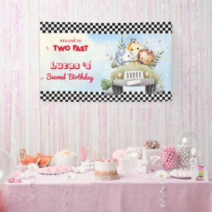 Zwei Schnelle Wildcupjungle Race Auto 2. HBD Party Banner