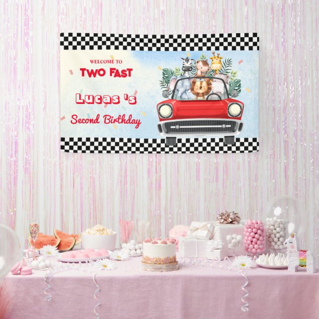 Zwei Schnelle Wildcupjungle Race Auto 2. HBD Party Banner (Party)