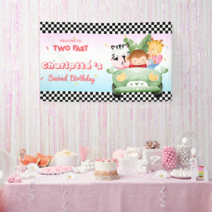 Zwei schnelle Wildtier Dschungel Race Auto 2. HBD  Banner