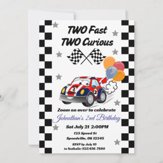 Zwei schnelle zwei kuriose Red Race Car 2. Geburts Einladung