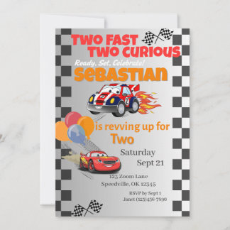 Zwei schnelle zwei kuriose Rennwagen zum Geburtsta Einladung