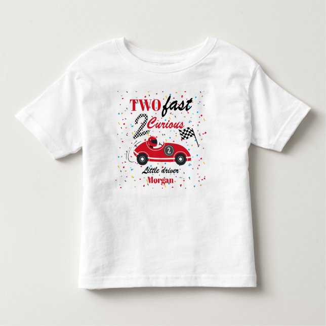 Zwei schnelle, zweitkuriose Red Sports Car zum zwe Kleinkind T-shirt (Vorderseite)